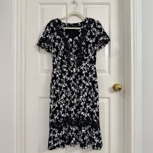 Karl Lagerfeld Black and White Floral Midi Dress